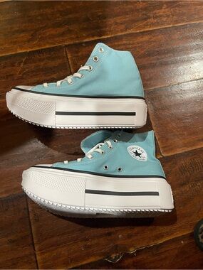 Converse Womens Platform High Top Sneakers - Aqua Blue